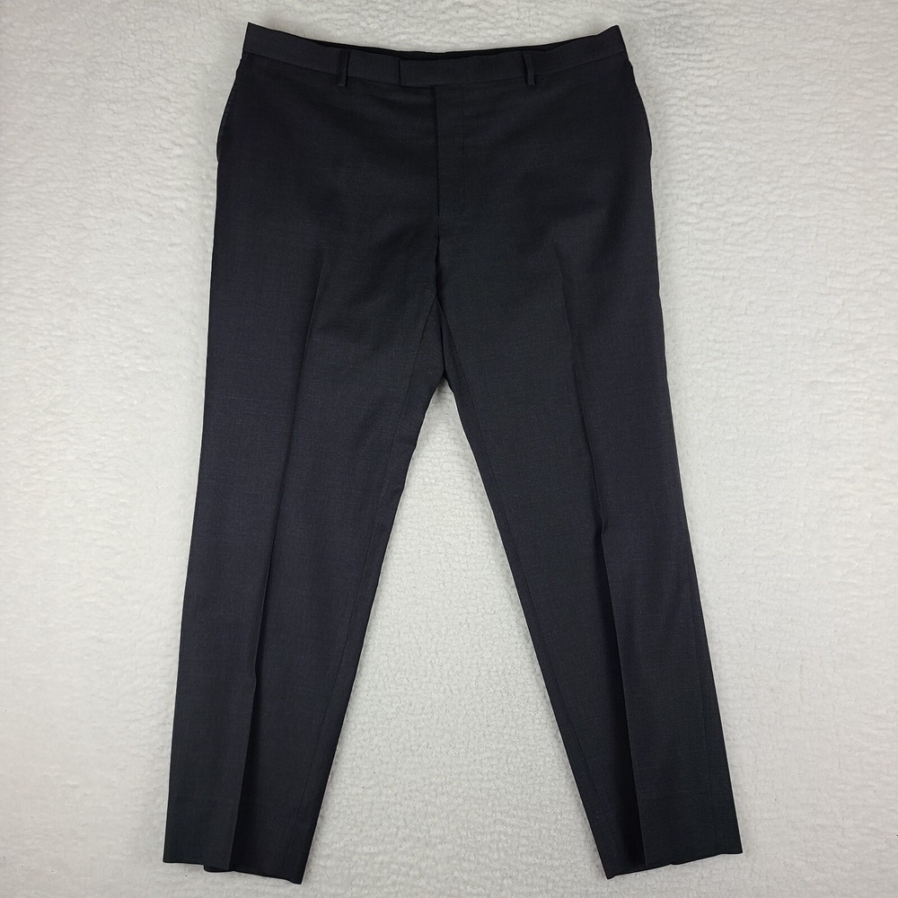 T M Lewin Dress Pants Mens 40 x 31 Dark Gray‎ Wool Trousers Slacks